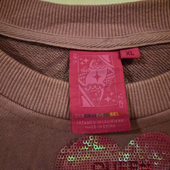 Queen of Sparkles Sequin Conversation Heart Sweatshirt - Picture 3 of 8